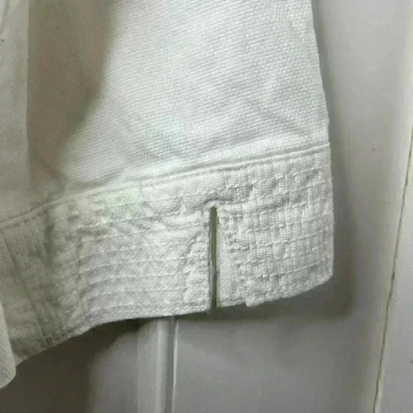 WOMEN'S White Cotton Rounded Neck Jacket Size 14 - Picture 7 of 9